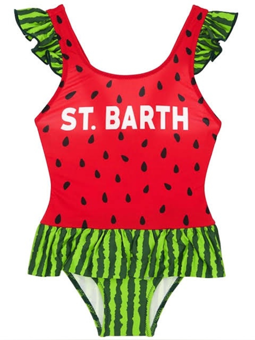 MC2 Saint Barth Kids Watermelon One-Piece Swimsuit in Red & Green